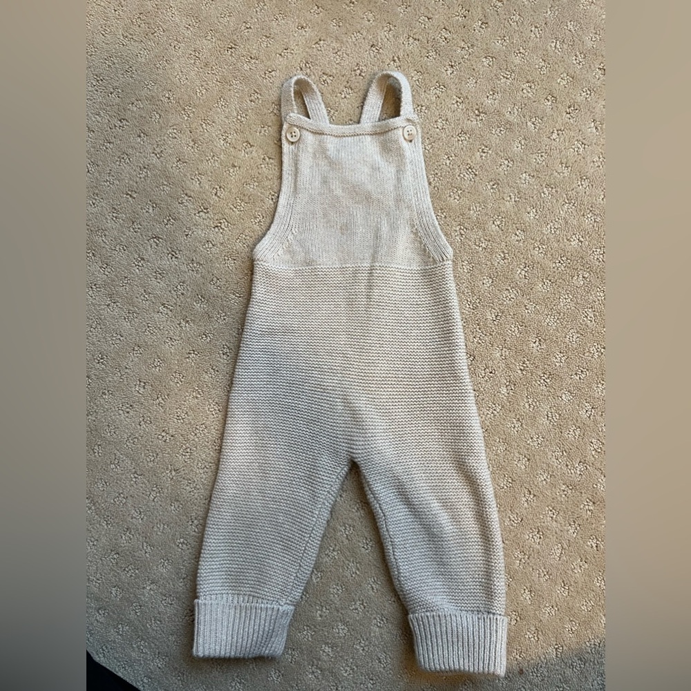 Jamie Kay Knit Overalls - cream, 6-12 months